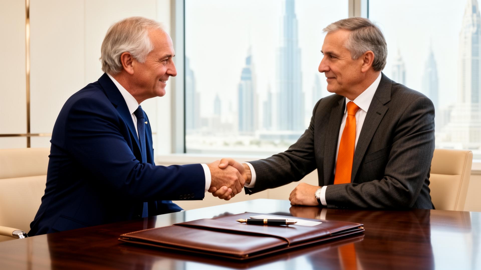 Executive handshake in Dubai office